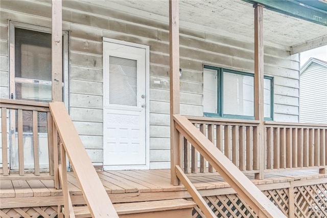 doorway to property featuring a deck