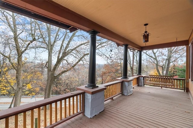 wooden deck featuring a porch