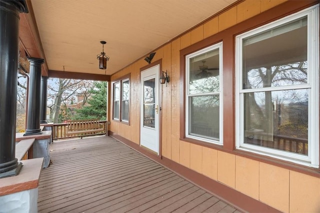 deck with covered porch