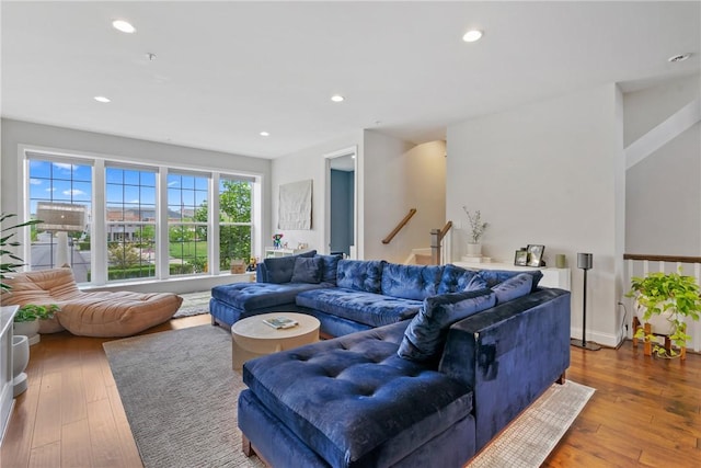 living room with wood-type flooring