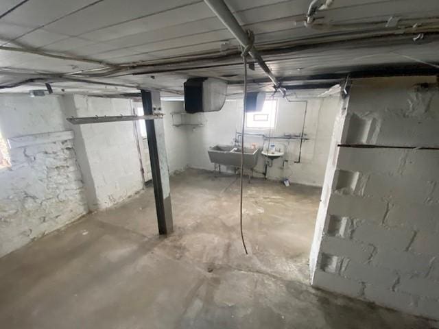 basement featuring sink