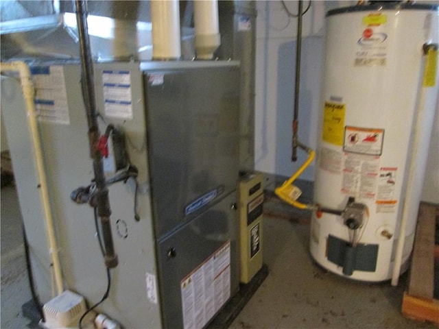 utilities featuring heating unit and gas water heater