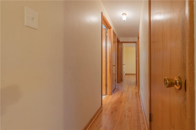 hall with light hardwood / wood-style floors