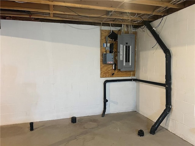 basement featuring electric panel