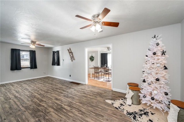 spare room with dark hardwood / wood-style flooring