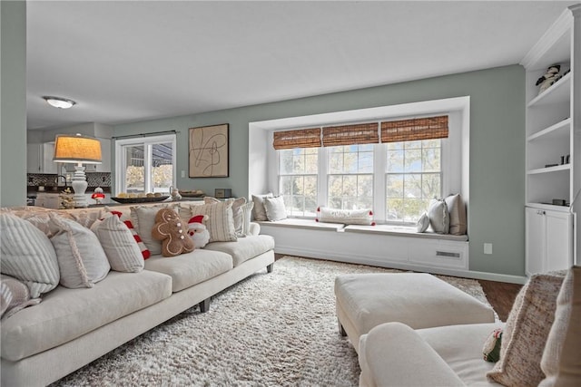 living room featuring a healthy amount of sunlight and wood-type flooring