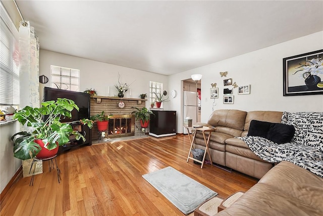 living room with hardwood / wood-style flooring