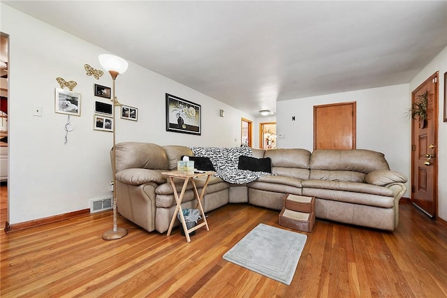 living room with light wood-type flooring