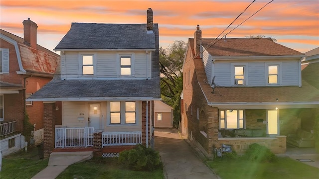 view of front of home featuring covered porch