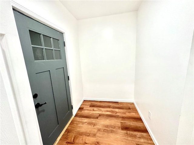 doorway with hardwood / wood-style floors