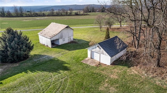 aerial view featuring a rural view