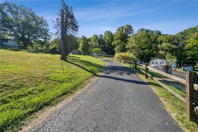 view of road featuring a rural view