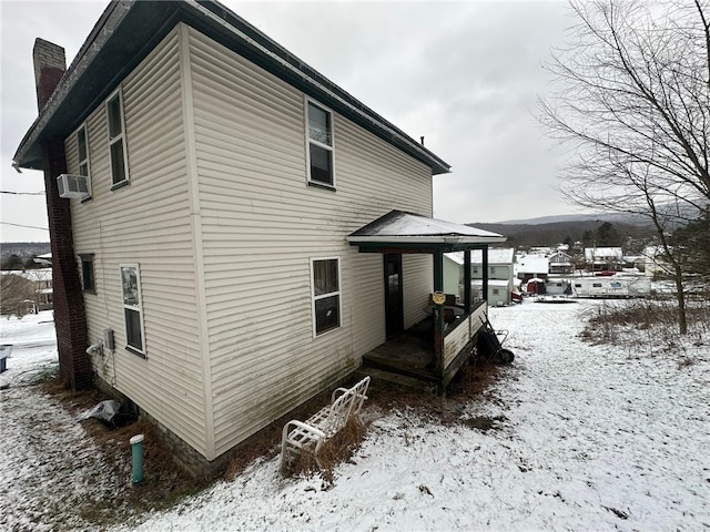 view of snow covered exterior