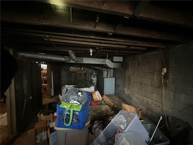 basement with gas water heater