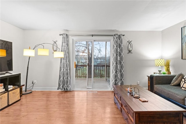 living room featuring light hardwood / wood-style floors