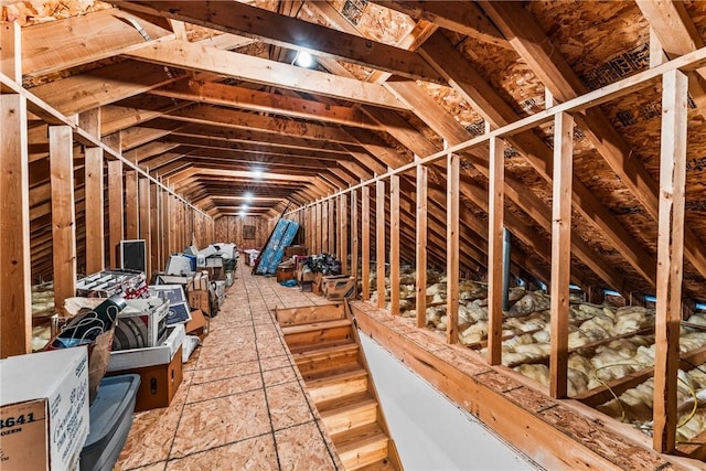 view of unfinished attic