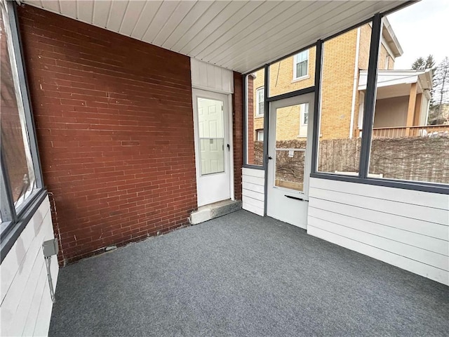 view of unfurnished sunroom