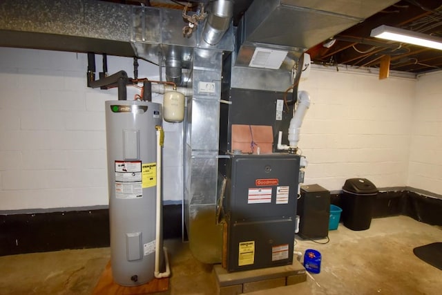 utilities featuring heating unit and water heater