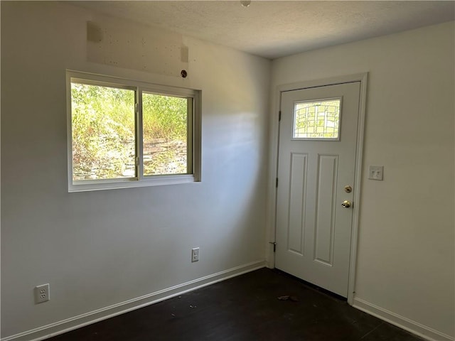 foyer entrance with a wealth of natural light and a textured ceiling