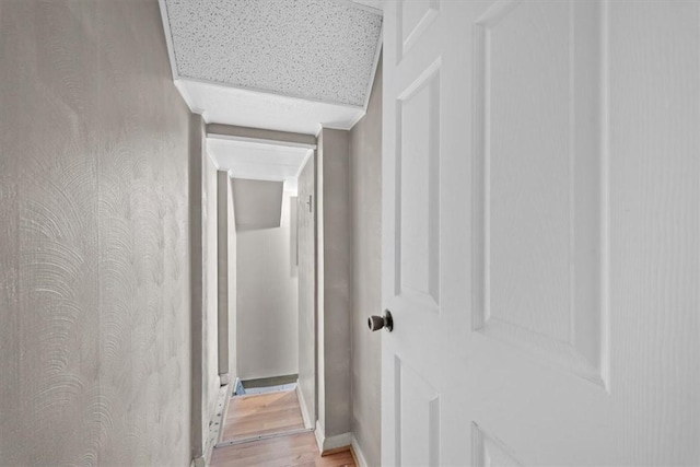 corridor with light wood-type flooring