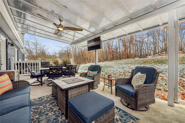 view of patio / terrace with an outdoor hangout area and ceiling fan