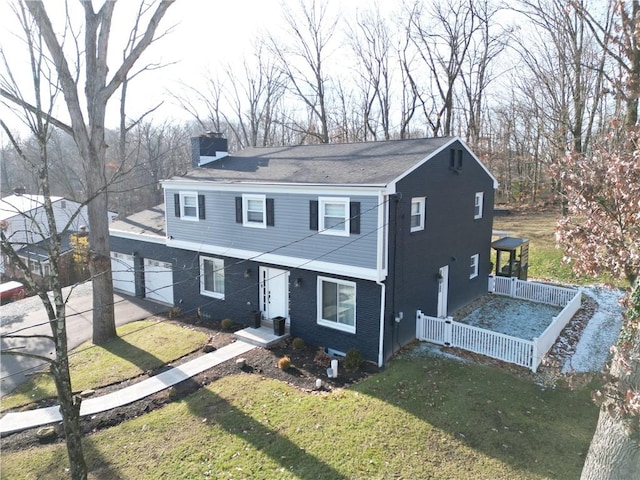 front facade with a porch, central air condition unit, and a front lawn