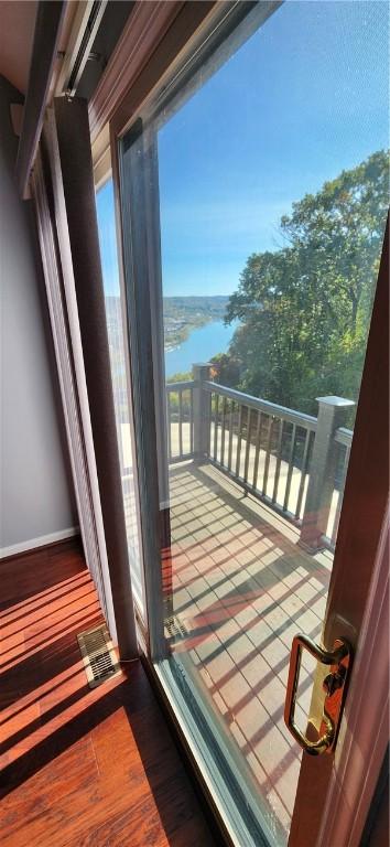 balcony with a water view