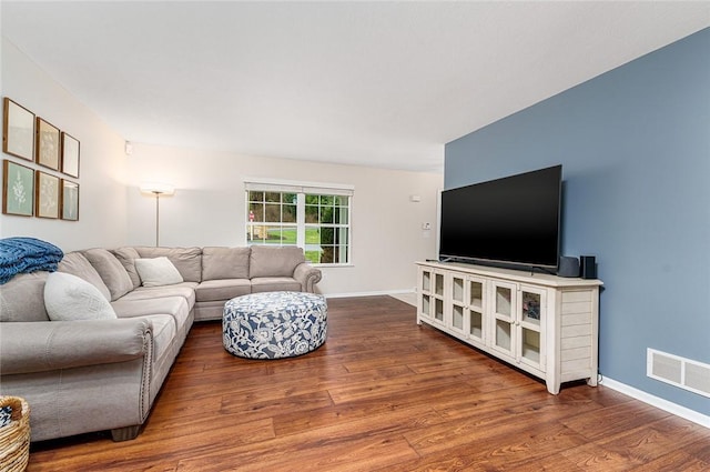 living room with hardwood / wood-style flooring