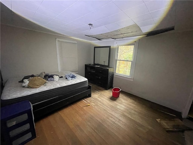 bedroom with wood-type flooring