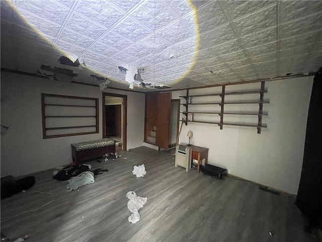 basement featuring hardwood / wood-style flooring