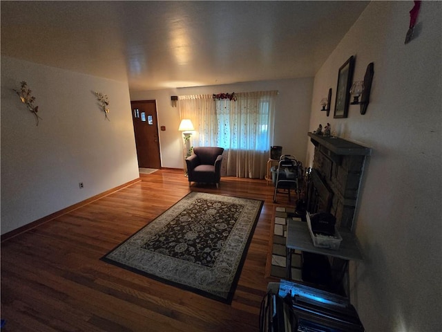 living room with hardwood / wood-style flooring