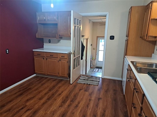 kitchen featuring dark hardwood / wood-style flooring and sink