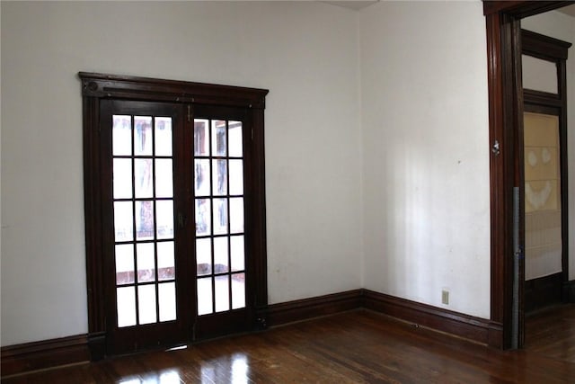 entryway featuring french doors and dark wood-type flooring