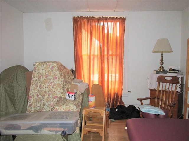 sitting room with hardwood / wood-style floors