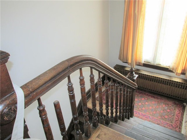 stairway featuring radiator