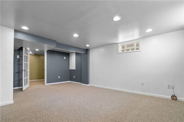 basement with carpet