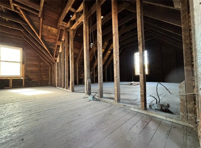 view of unfinished attic