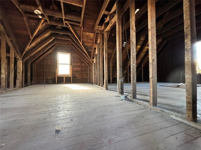 view of unfinished attic