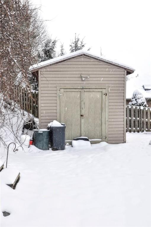 view of snow covered structure