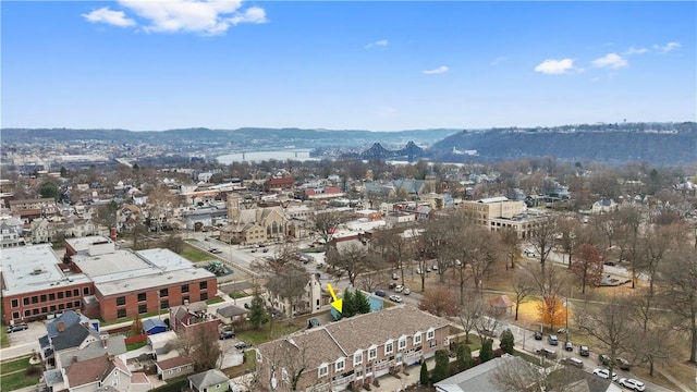 aerial view with a mountain view