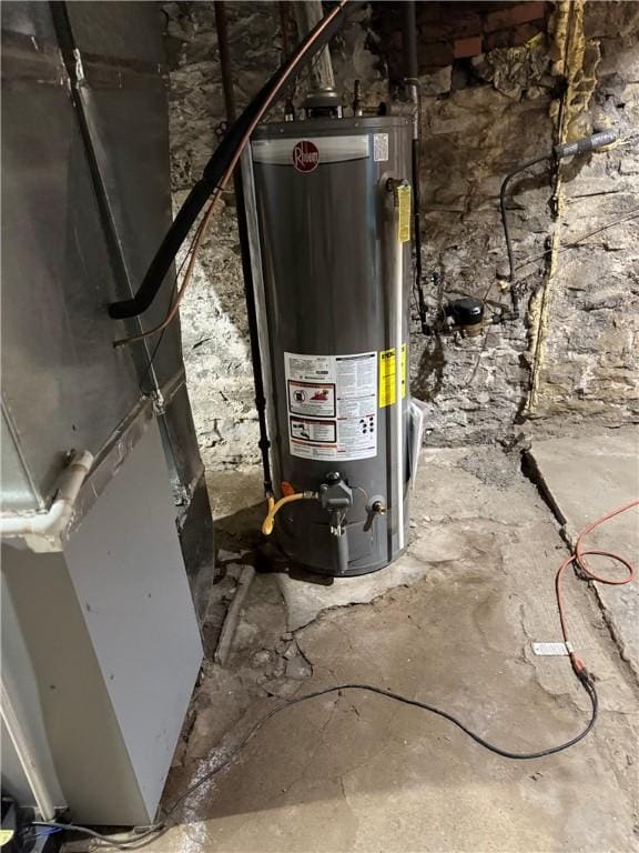 utilities with gas water heater and heating unit