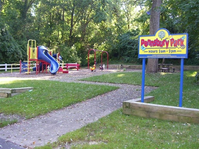 community playground with a lawn