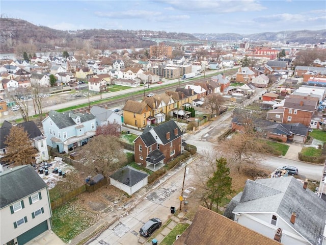 aerial view with a mountain view