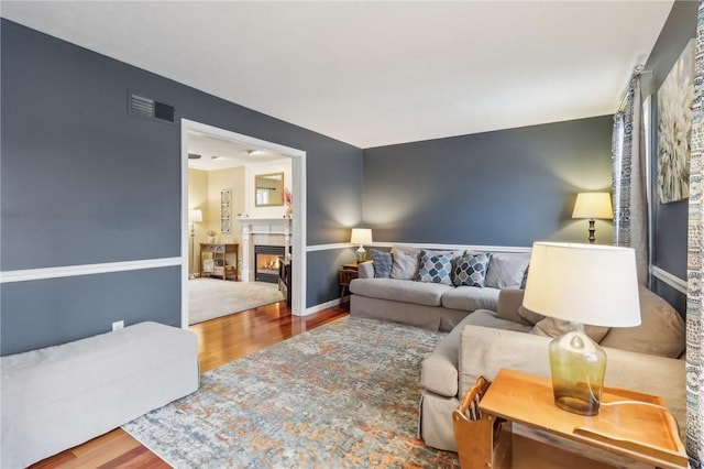 living room featuring wood-type flooring