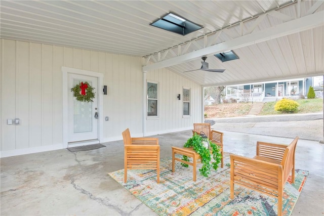 view of patio / terrace featuring ceiling fan