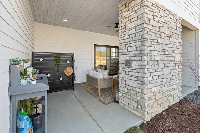 view of patio with ceiling fan