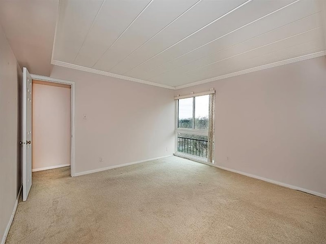 carpeted spare room featuring ornamental molding