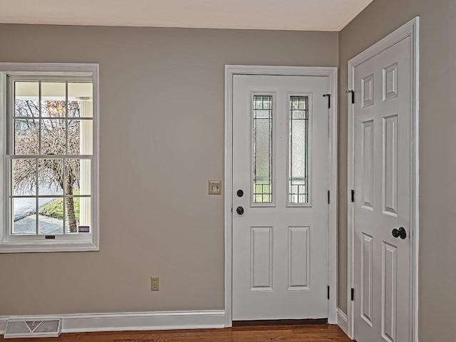 entrance foyer featuring a healthy amount of sunlight and hardwood / wood-style flooring