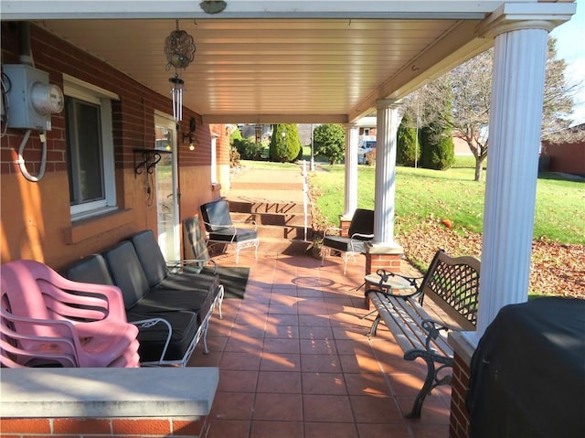 view of patio / terrace featuring grilling area and outdoor lounge area