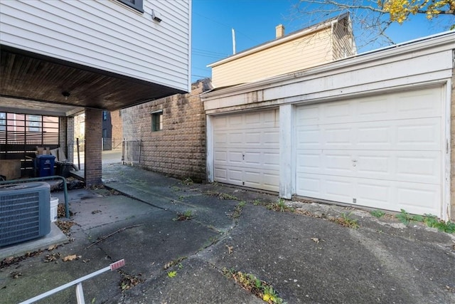 garage with central AC unit